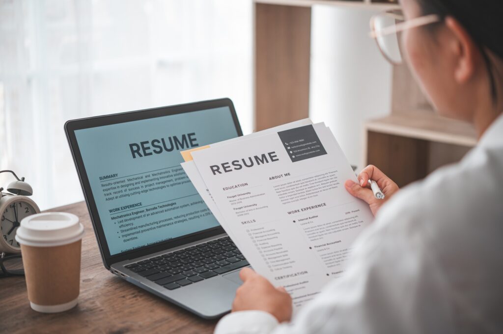 People are reviewing job applications before filling out their resume on the job