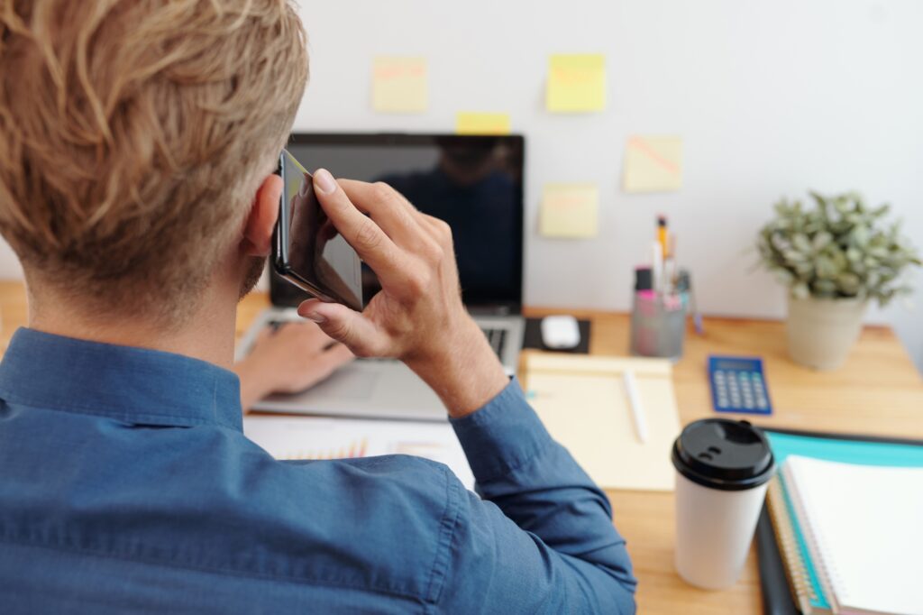 Entrepreneur answering phone call